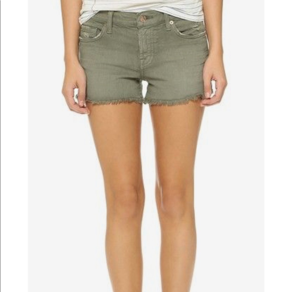 7 For All Mankind Army green cut off shorts